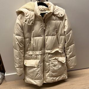 J. Crew Creme Puffer Coat